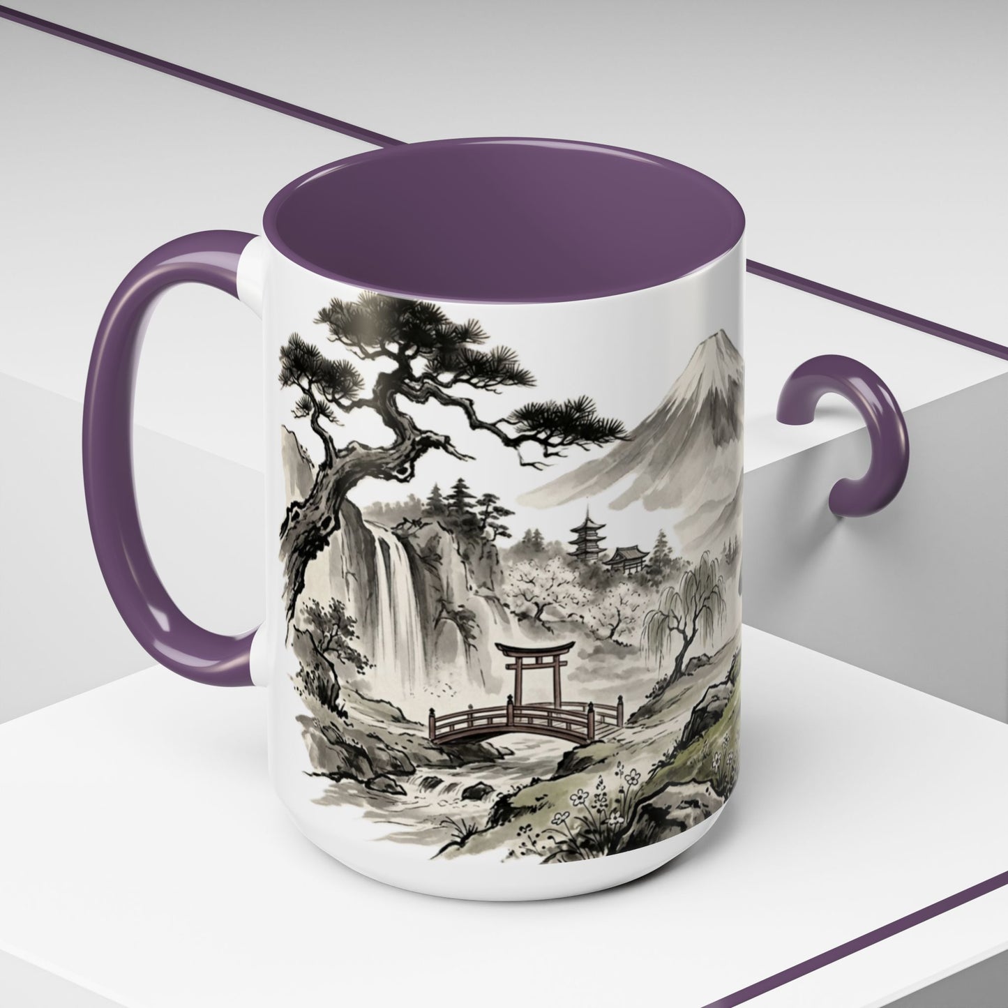 Zen Spot Golf Custom Japanese Golf Scene Accent Coffee Mug Ukiyo-e Style Golfing Geisha (11/15oz)