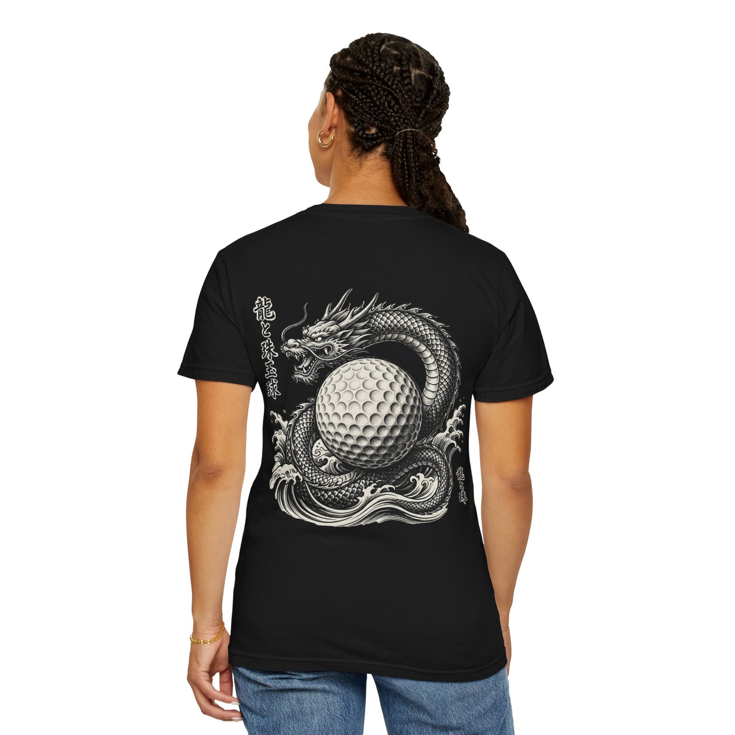 Zen Spot Golf Custom Japanese Kanji Dragon & Golf Ball Graphic T-Shirt