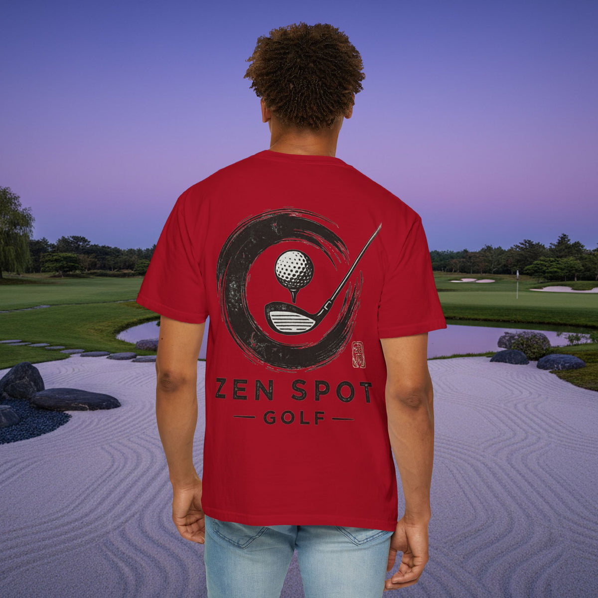 Zen Spot Golf Shop Logo Chest and Back Design Graphic T-Shirt