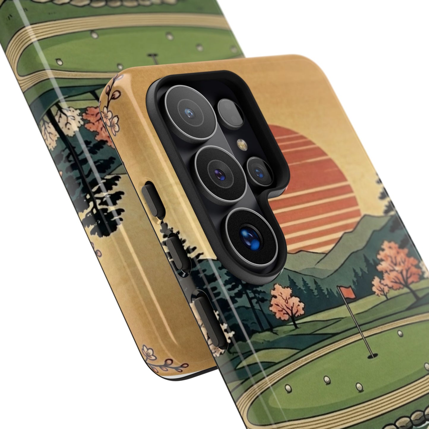 Golf Koi Pond Phone Case — Vintage Sunset Golf Course Design