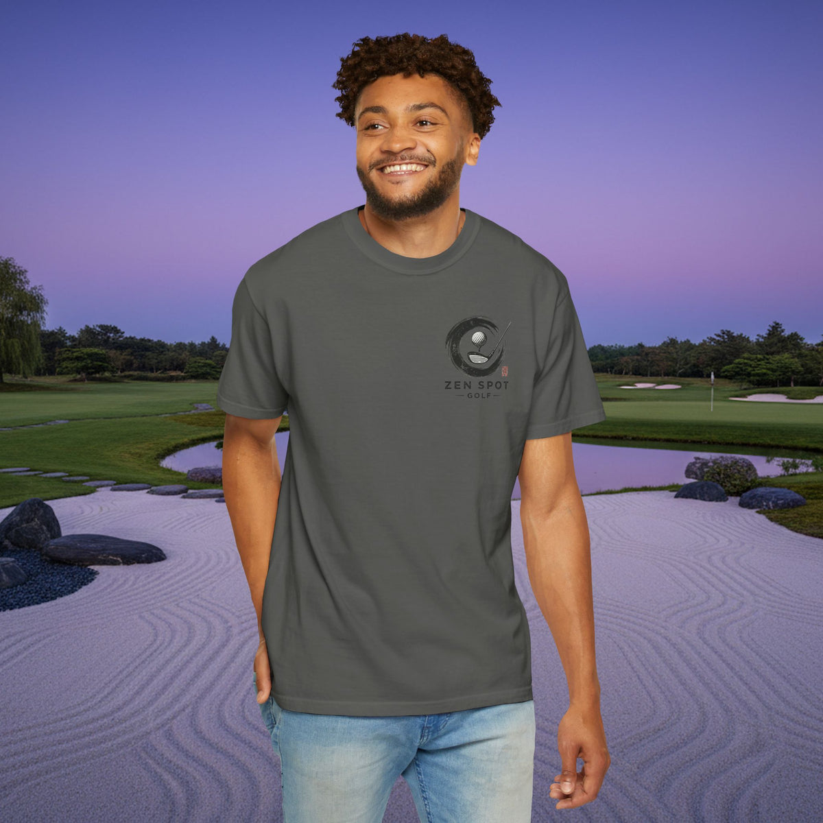 Zen Spot Golf Shop Logo Chest and Back Design Graphic T-Shirt