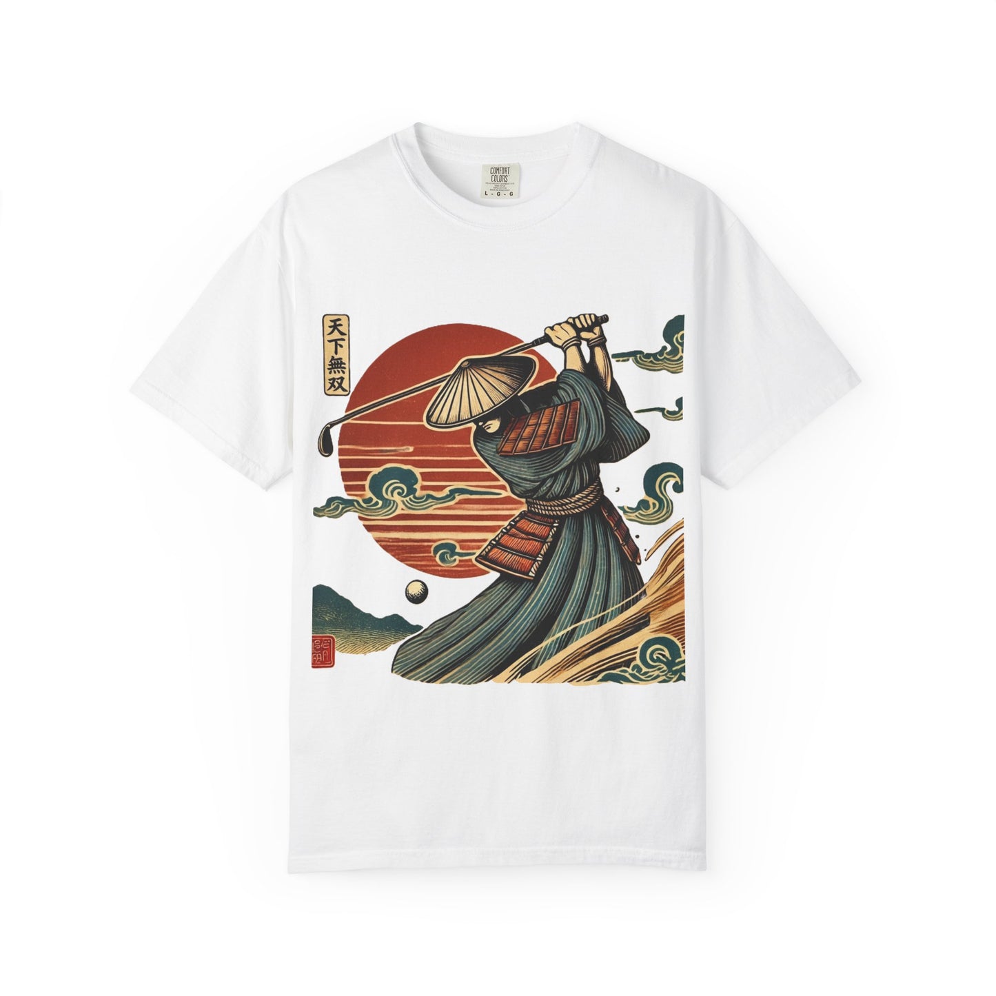 Zen Spot Golf Custom Samurai Golfer Sunset T-Shirt