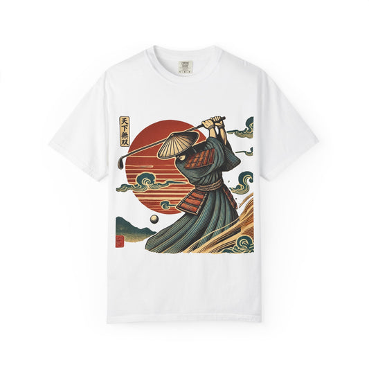 Zen Spot Golf Custom Samurai Golfer Sunset T-Shirt