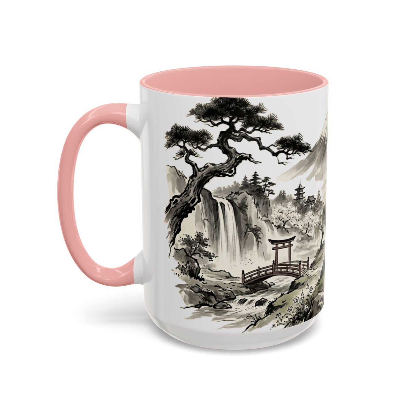 Zen Spot Golf Custom Japanese Golf Scene Accent Coffee Mug Ukiyo-e Style Golfing Geisha (11/15oz)