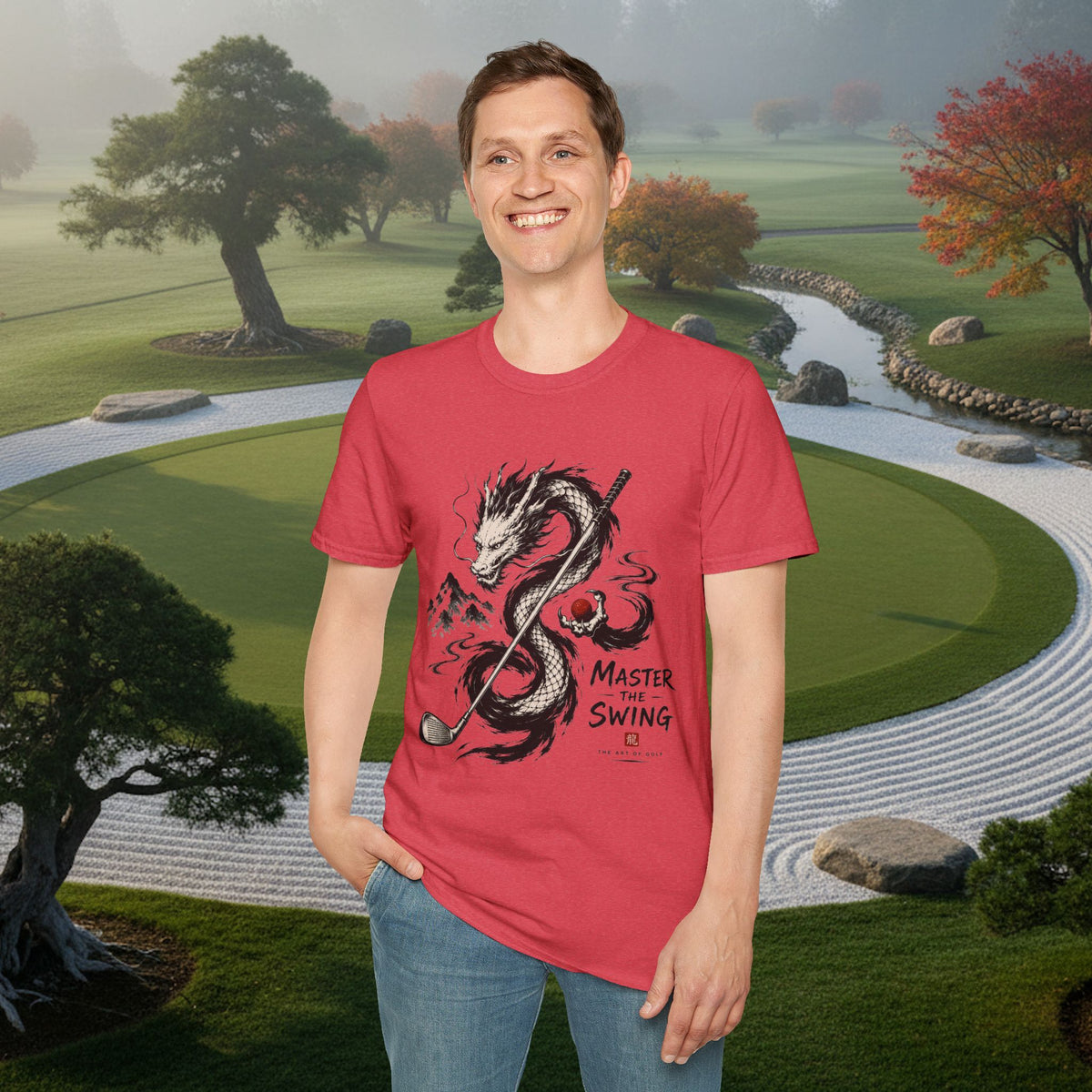 Dragon Golf T-Shirt — "Master the Swing" Asian Ink-Style Golf Shirt