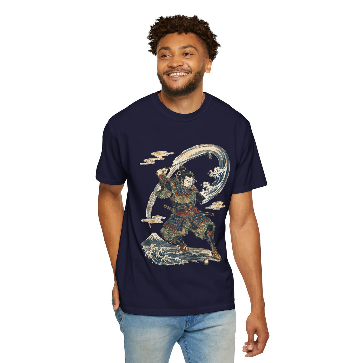 Samurai Golfer Wave Warrior T-Shirt — Japanese Ink-Style Sword Art