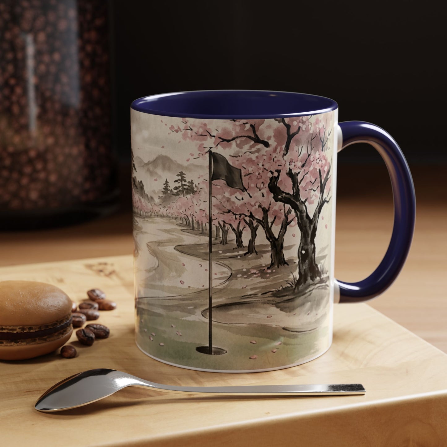 Zen Spot Golf Custom Cherry Blossom Golf Mug Scenic Sakura Golf Course Coffee Cup (11/15 oz)