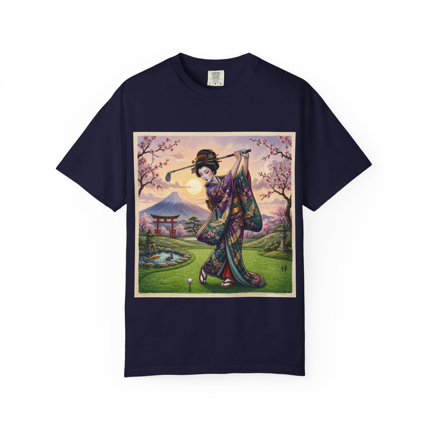 Zen Spot Golf Custom Geisha Golfing Sunset T-Shirt