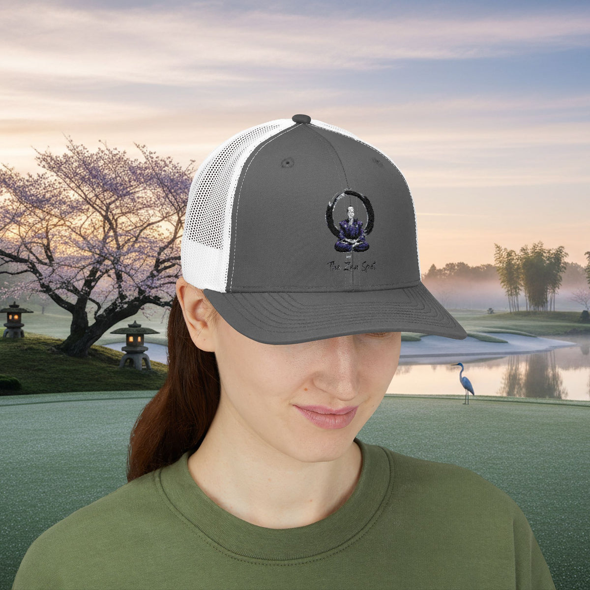 Embroidered Meditation Samurai Golfer Trucker Hat