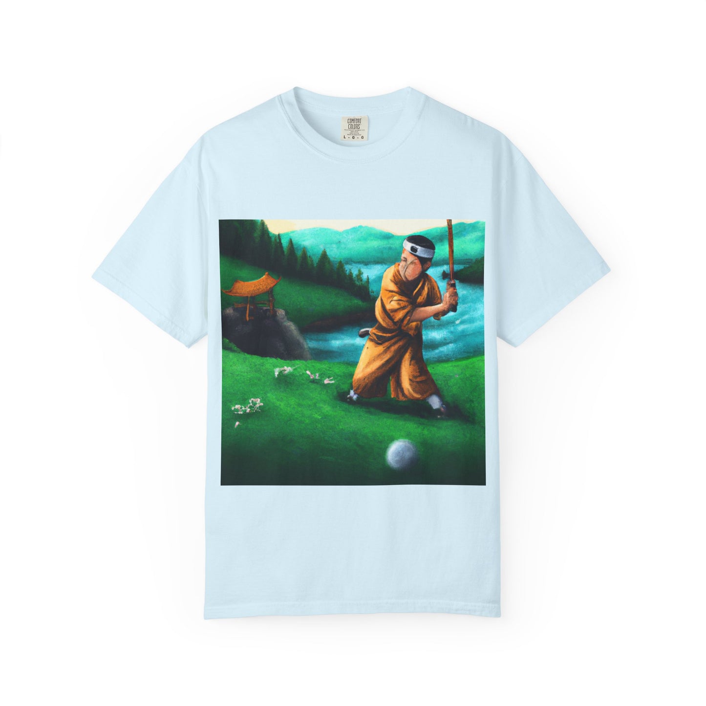 Zen Spot Golf Custom Monk Golfer Oil Painting Art Graphic T-Shirt