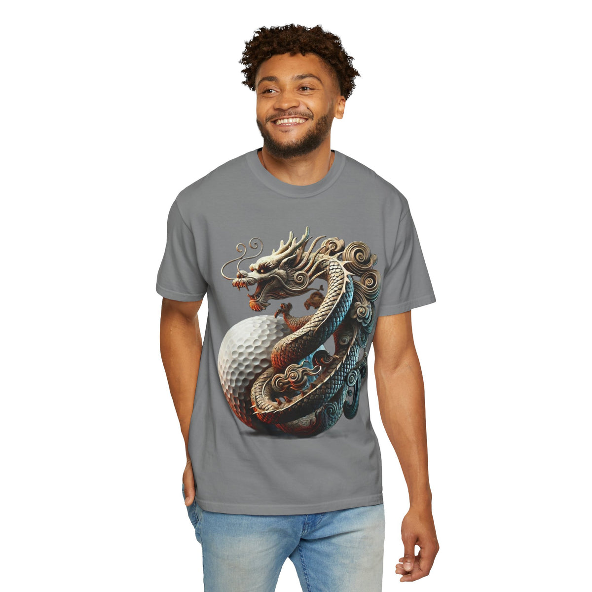 Dragon Wrapped Around Golf Ball Graphic T-Shirt