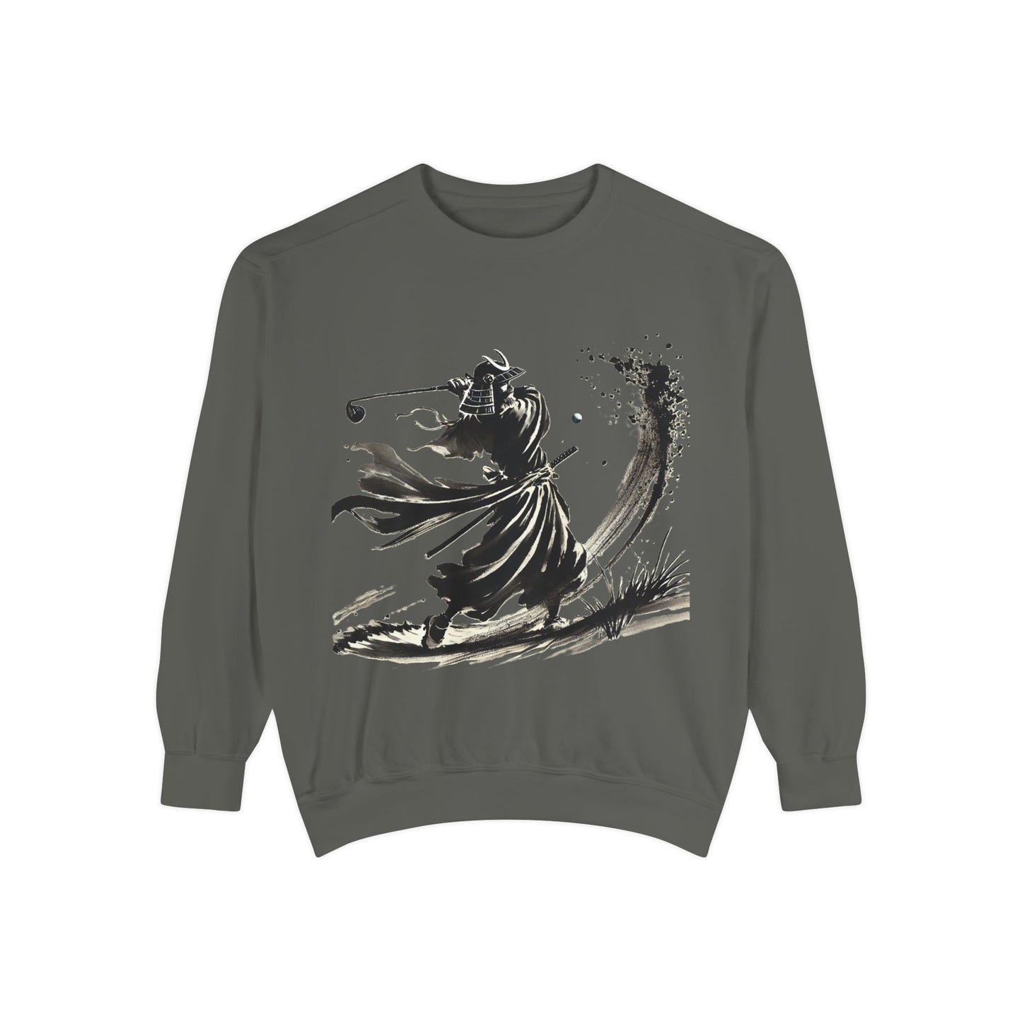Zen Spot Golf Custom Ink Brush Warrior Samurai Golfer Sweatshirt