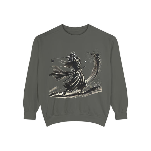 Zen Spot Golf Custom Ink Brush Warrior Samurai Golfer Sweatshirt