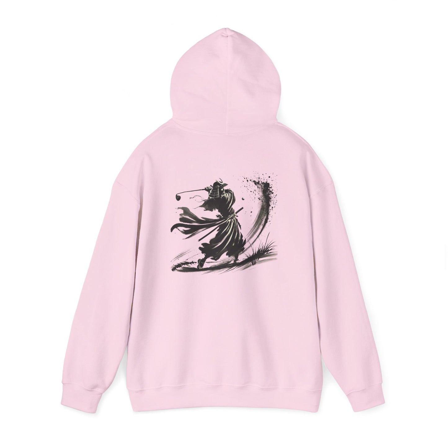 Zen Spot Golf Custom Gildan Samurai Golfer Ink Brush Stroke Hoodie | Sumi-e Warrior Back Print