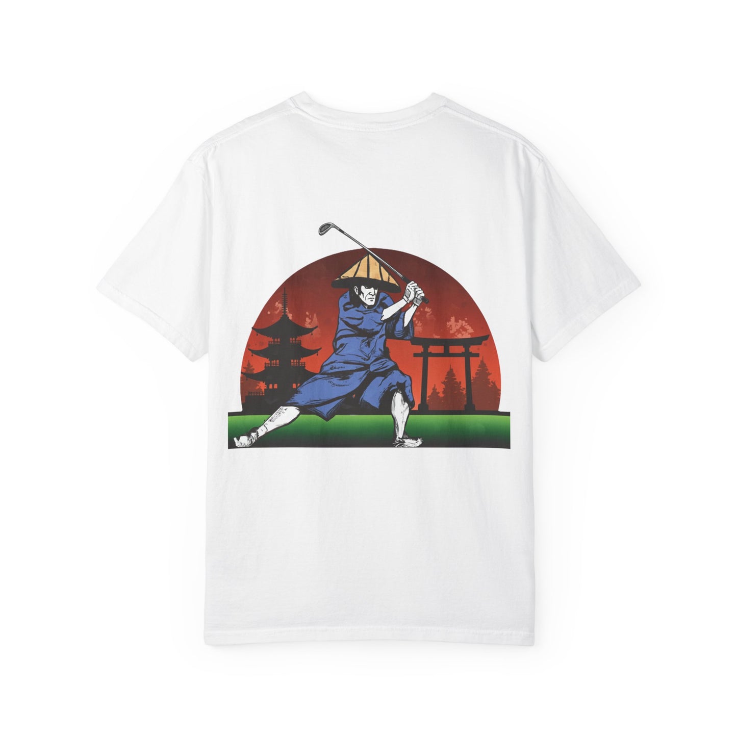 Samurai Golfer T-Shirt — Japanese Sunset Golf Graphic Tee