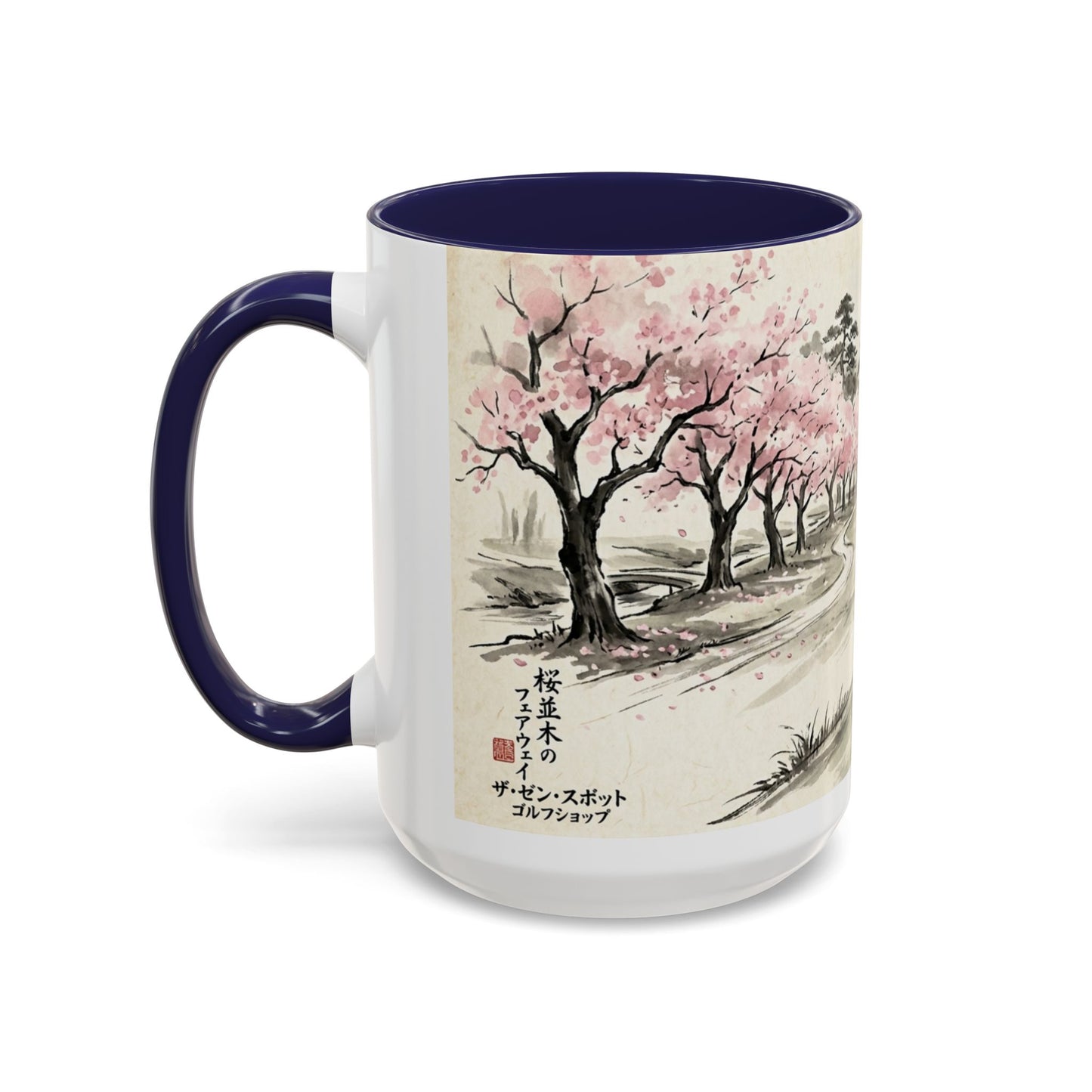 Zen Spot Golf Custom Cherry Blossom Golf Mug Scenic Sakura Golf Course Coffee Cup (11/15 oz)