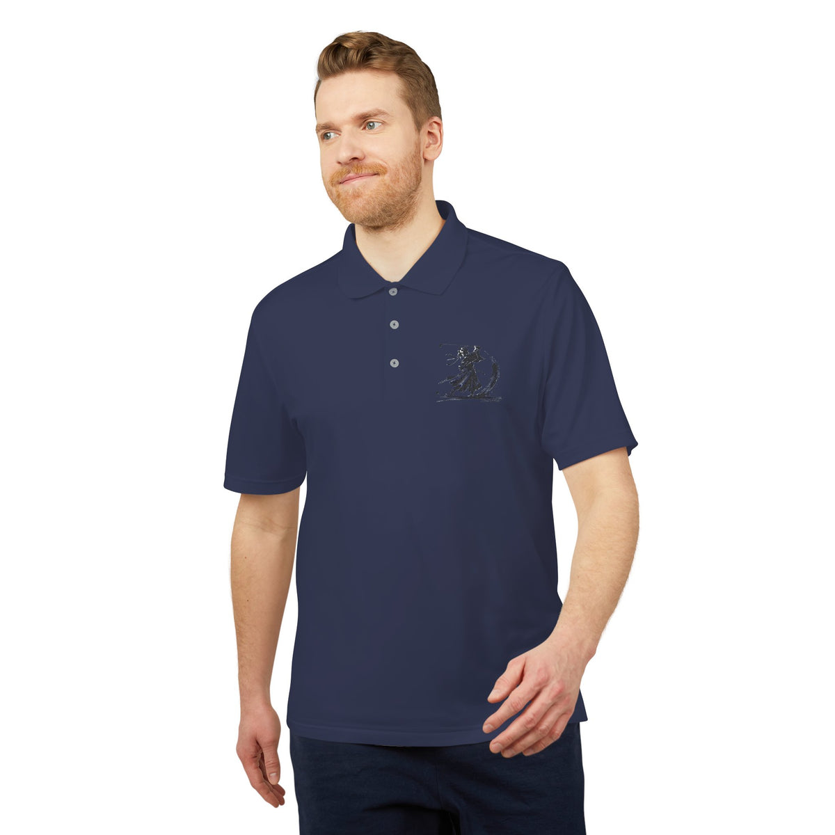 Ink Brush Stroke Samurai Golfer Zanshin Polo