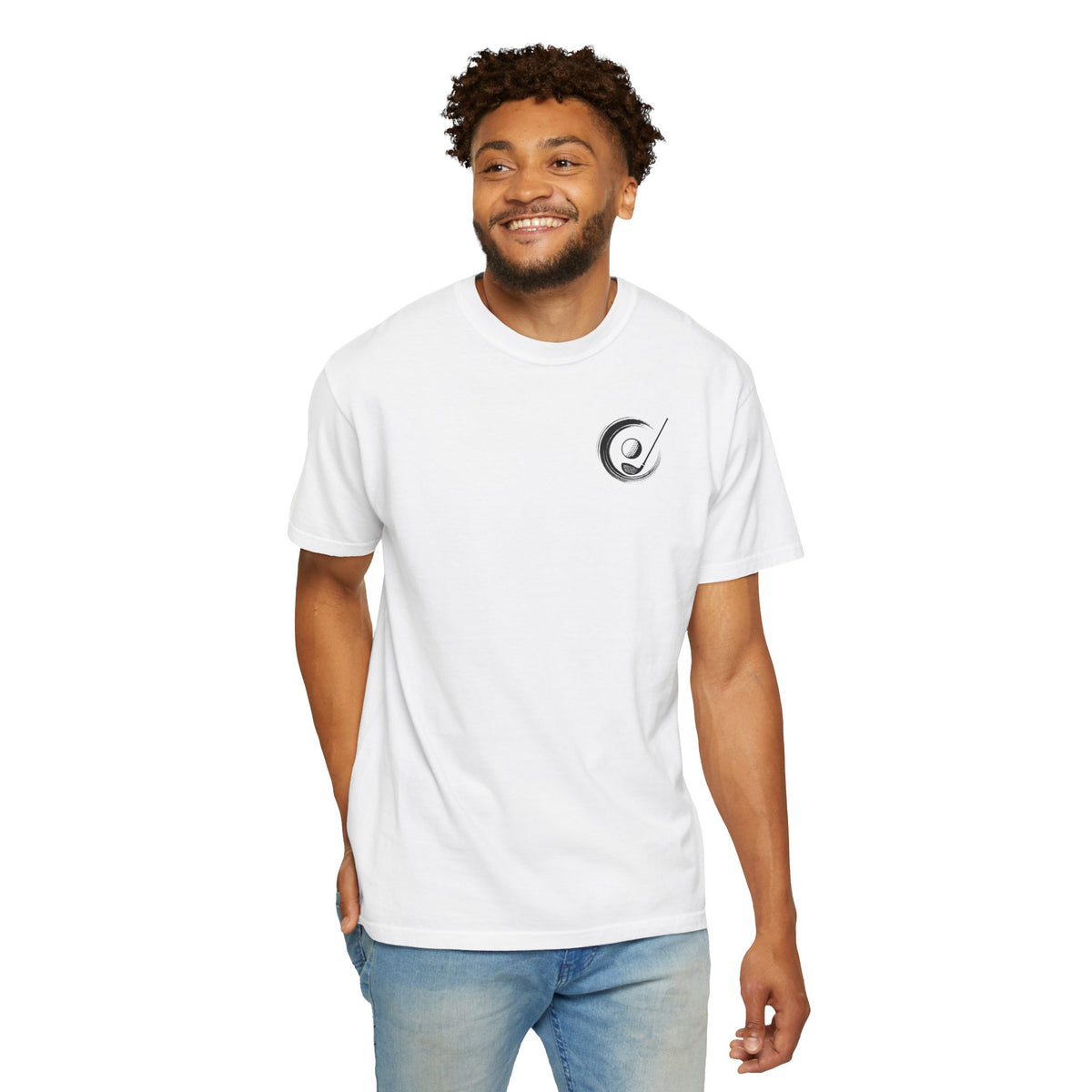 Enso Circle Golf  Stroke Chest Sunset Warrior Samurai Golfer Back Graphic T-Shirt
