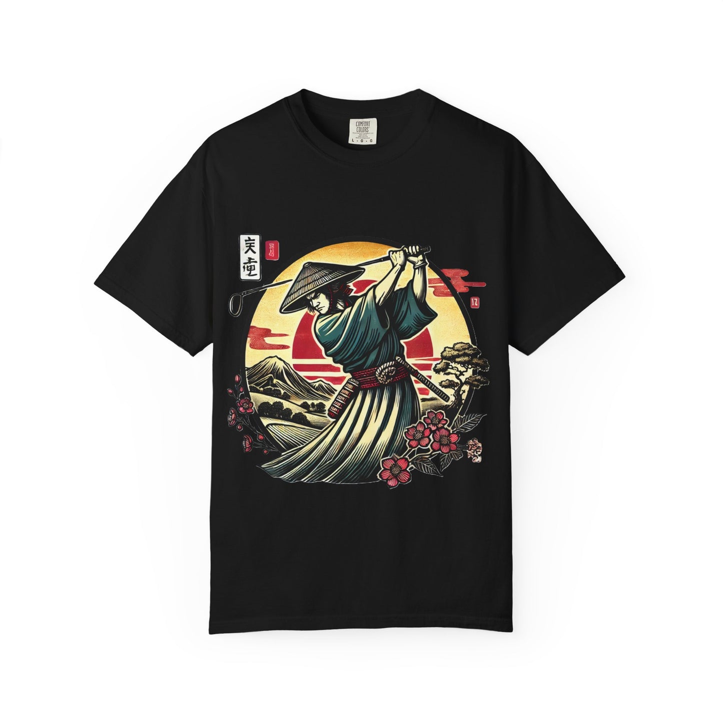 Zen Spot Golf Custom Samurai Golfer Sunset T-Shirt