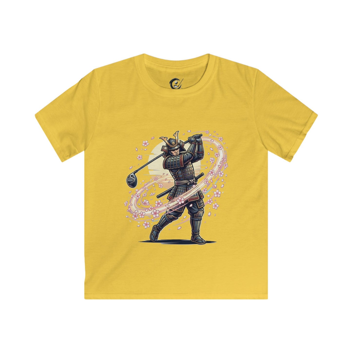 Zen Spot Golf Custom Samurai Golfer Kids Vintage Warrior Swing Graphic T‑Shirt