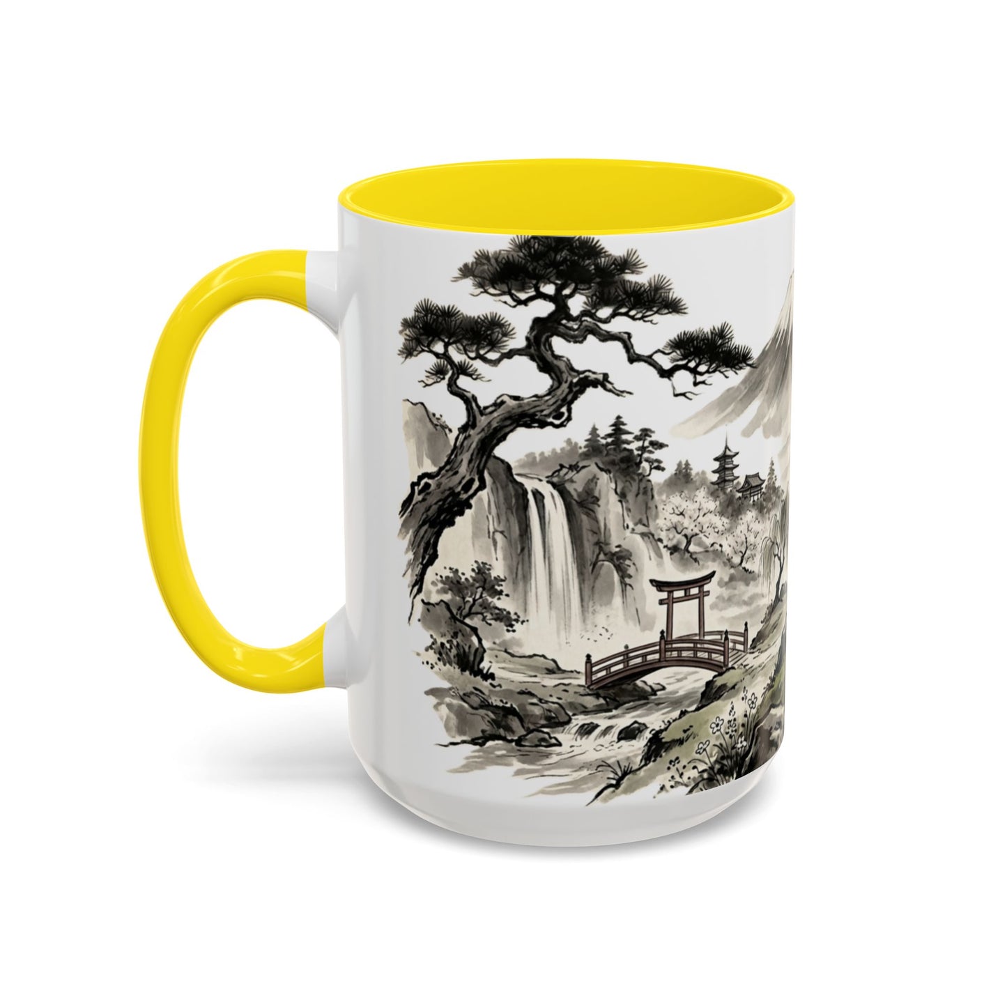 Zen Spot Golf Custom Japanese Golf Scene Accent Coffee Mug Ukiyo-e Style Golfing Geisha (11/15oz)