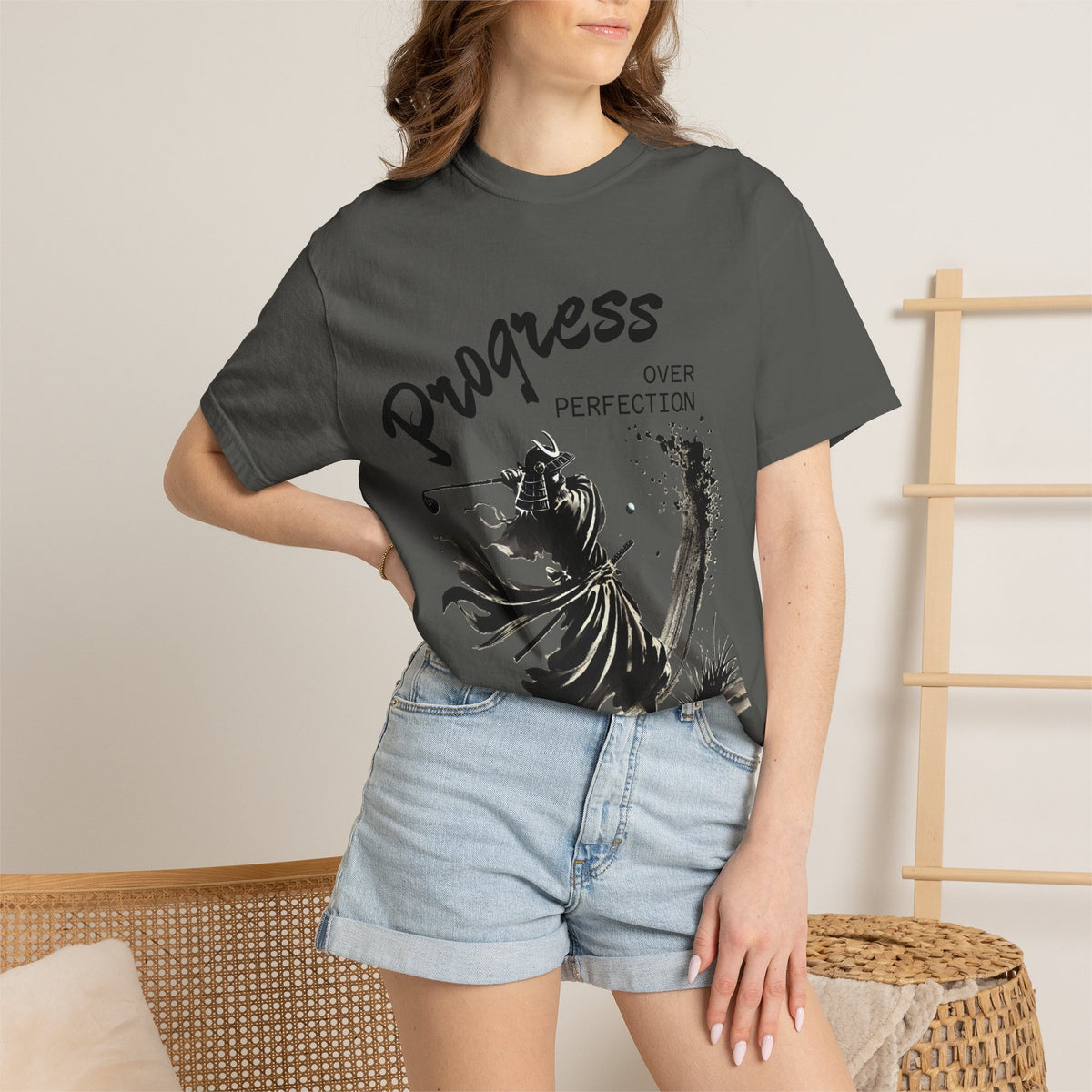 Progress Over Perfection T-Shirt — Inspirational Samurai Graphic Tee