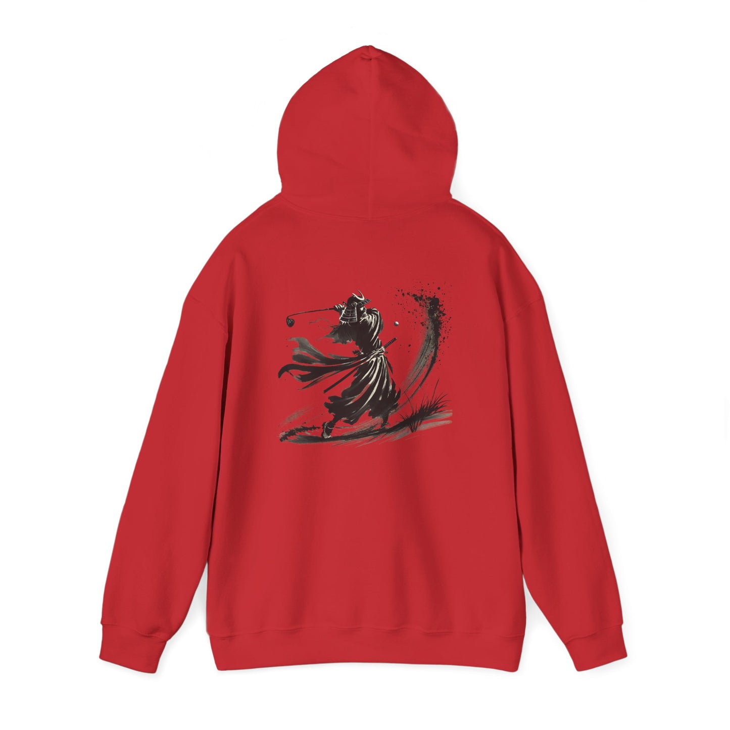 Zen Spot Golf Custom Gildan Samurai Golfer Ink Brush Stroke Hoodie | Sumi-e Warrior Back Print