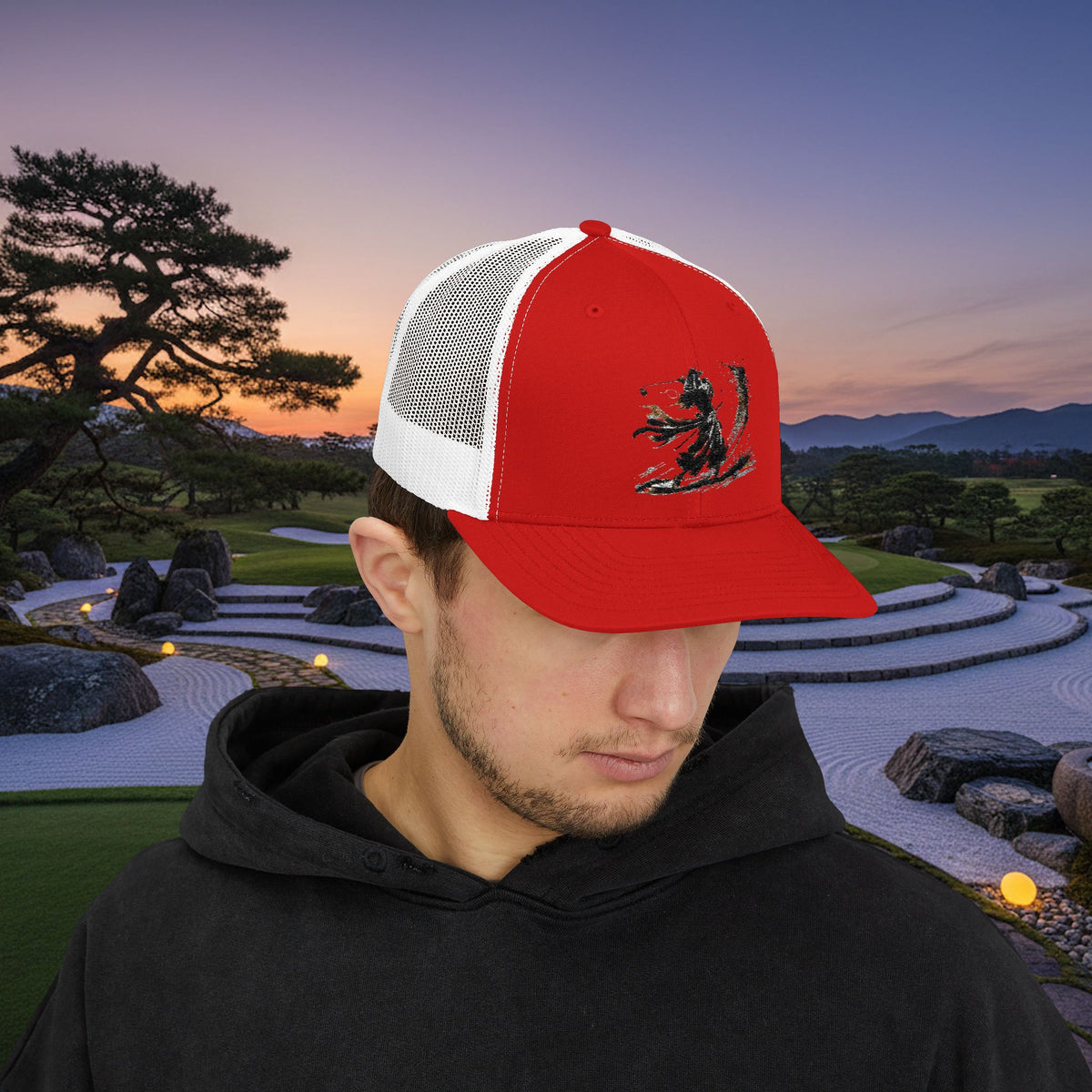 Embroidered Bunker Blast Samurai Golfer Trucker Cap