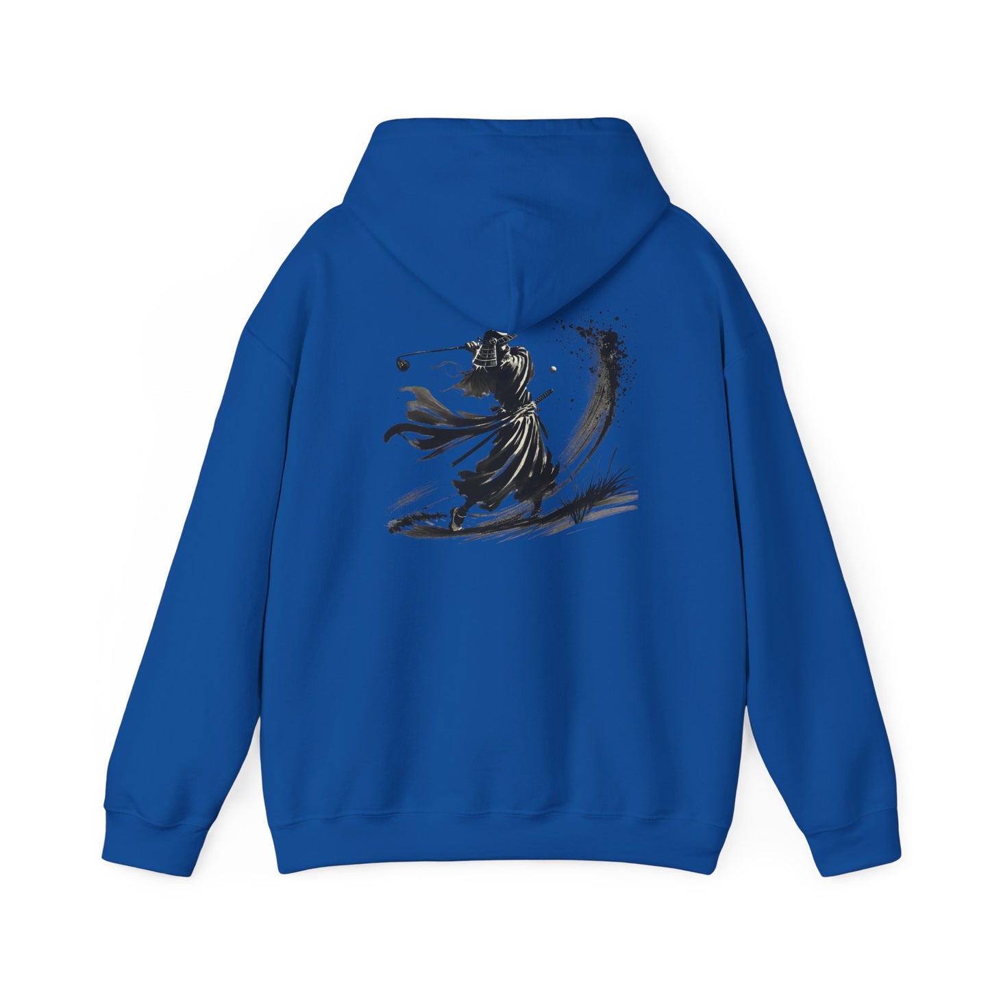 Zen Spot Golf Custom Gildan Samurai Golfer Ink Brush Stroke Hoodie | Sumi-e Warrior Back Print
