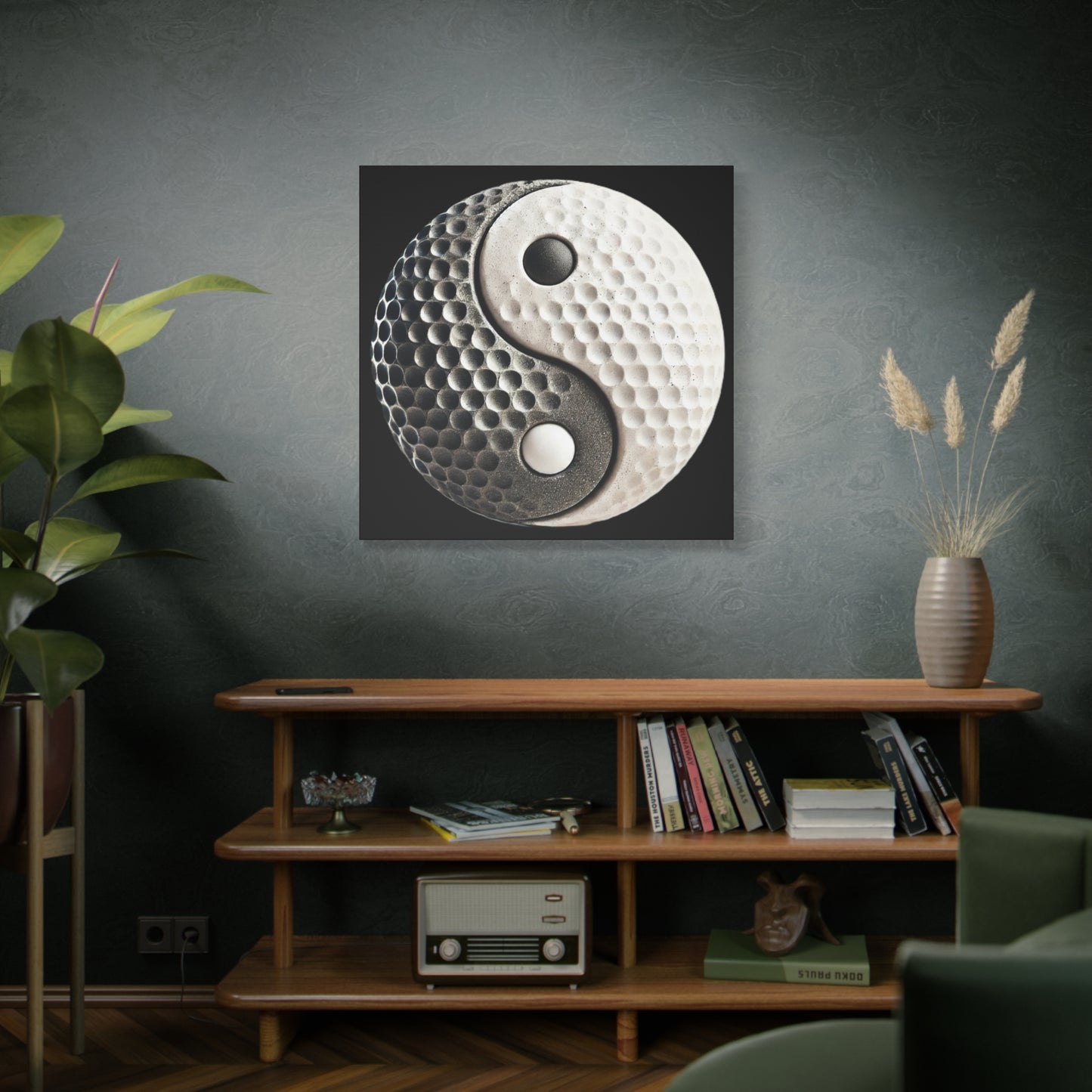 Golf Yin Yang Canvas Wall Art — Stretched Matte Golf Ball Design