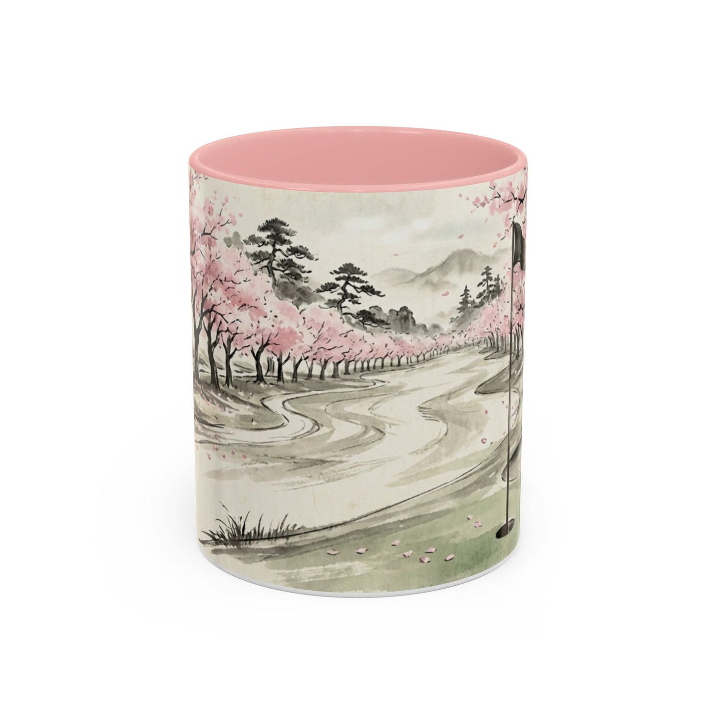 Zen Spot Golf Custom Cherry Blossom Golf Mug Scenic Sakura Golf Course Coffee Cup (11/15 oz)