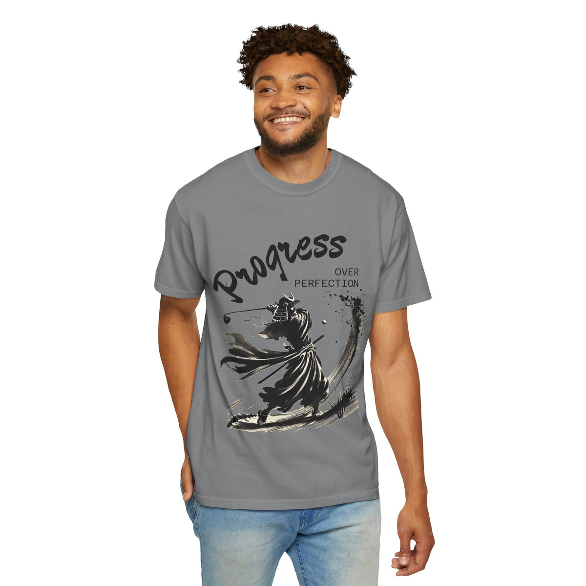 Progress Over Perfection T-Shirt — Inspirational Samurai Graphic Tee