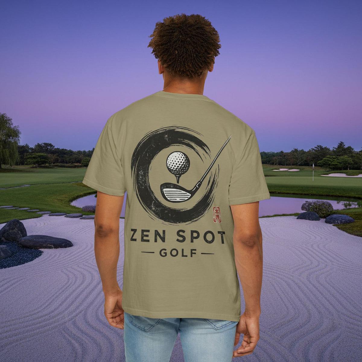 Zen Spot Golf Shop Logo Chest and Back Design Graphic T-Shirt