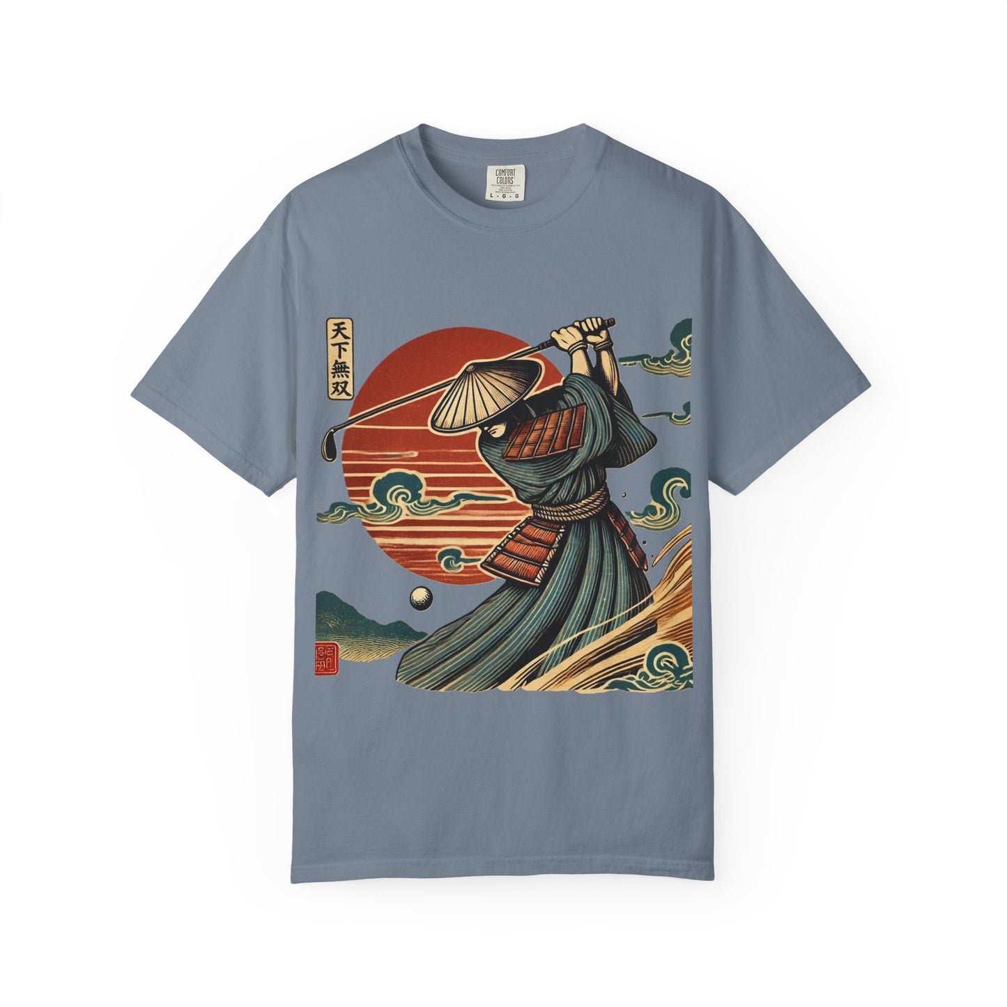 Zen Spot Golf Custom Samurai Golfer Sunset T-Shirt