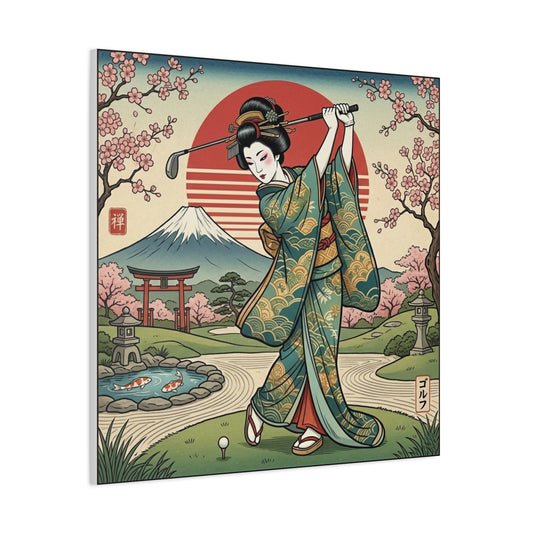 Geisha Golf Ukiyo-e Matte Canvas