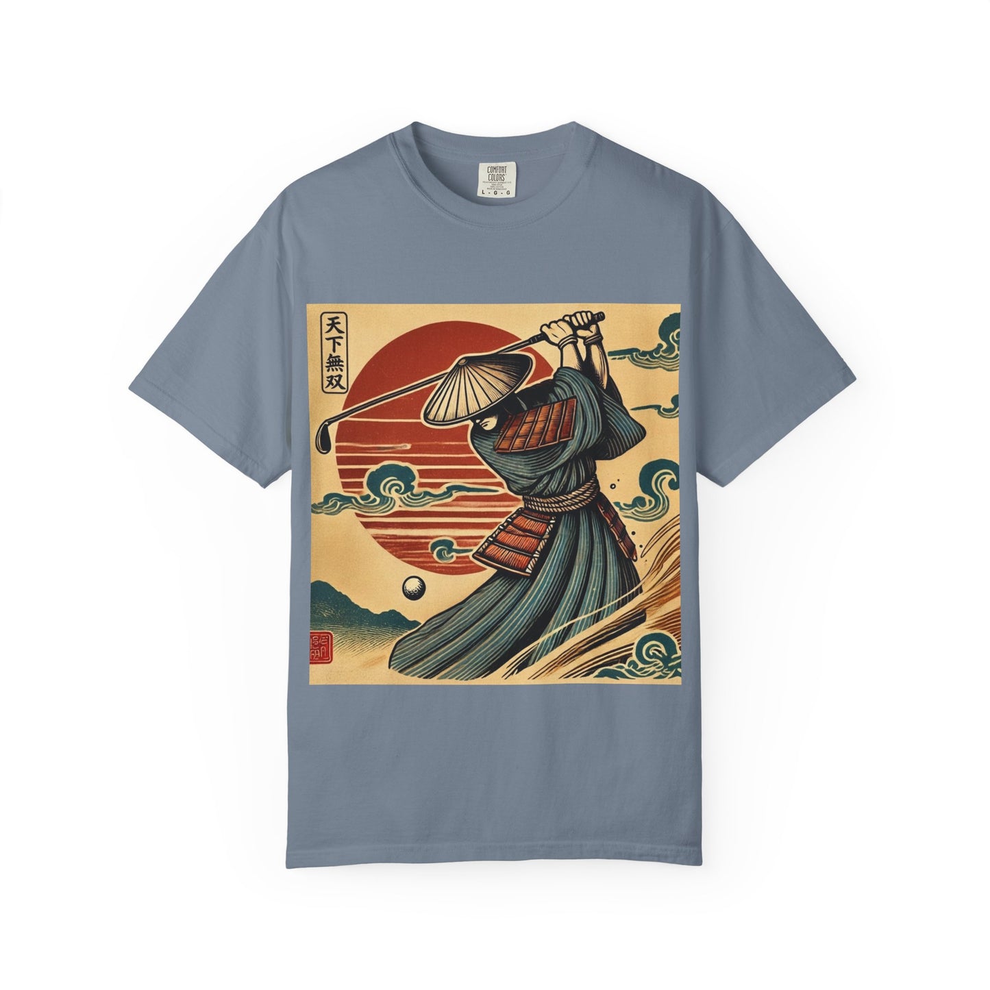 Zen Spot Golf Custom Vintage Japanese Samurai Golfer Sunset Graphic T-Shirt