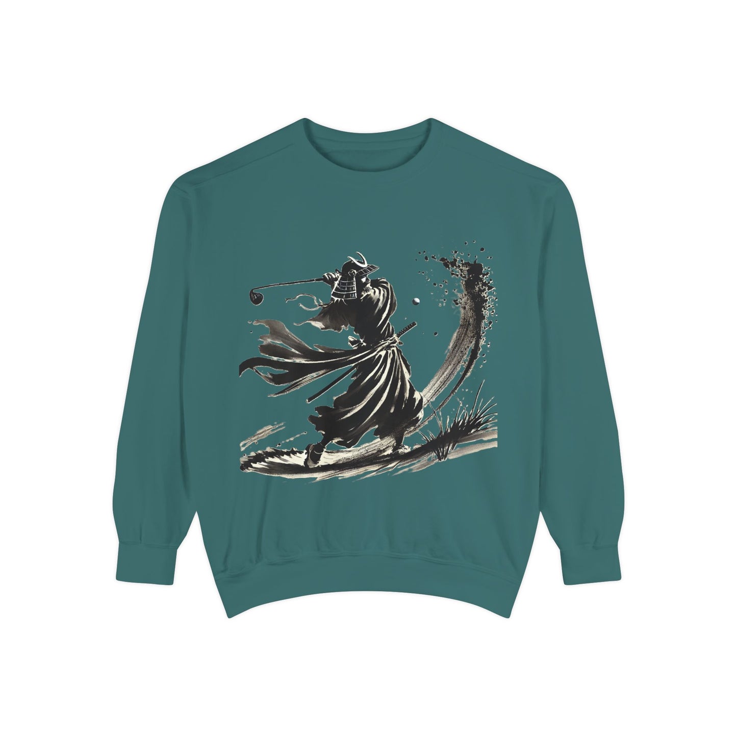 Zen Spot Golf Custom Ink Brush Warrior Samurai Golfer Sweatshirt