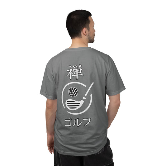 Japanese Kanji Zen Golf Chest and Back Graphic T‑Shirt