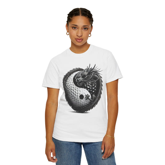 Dragon Coiling Yin Yang Golf Ball Graphic T-Shirt