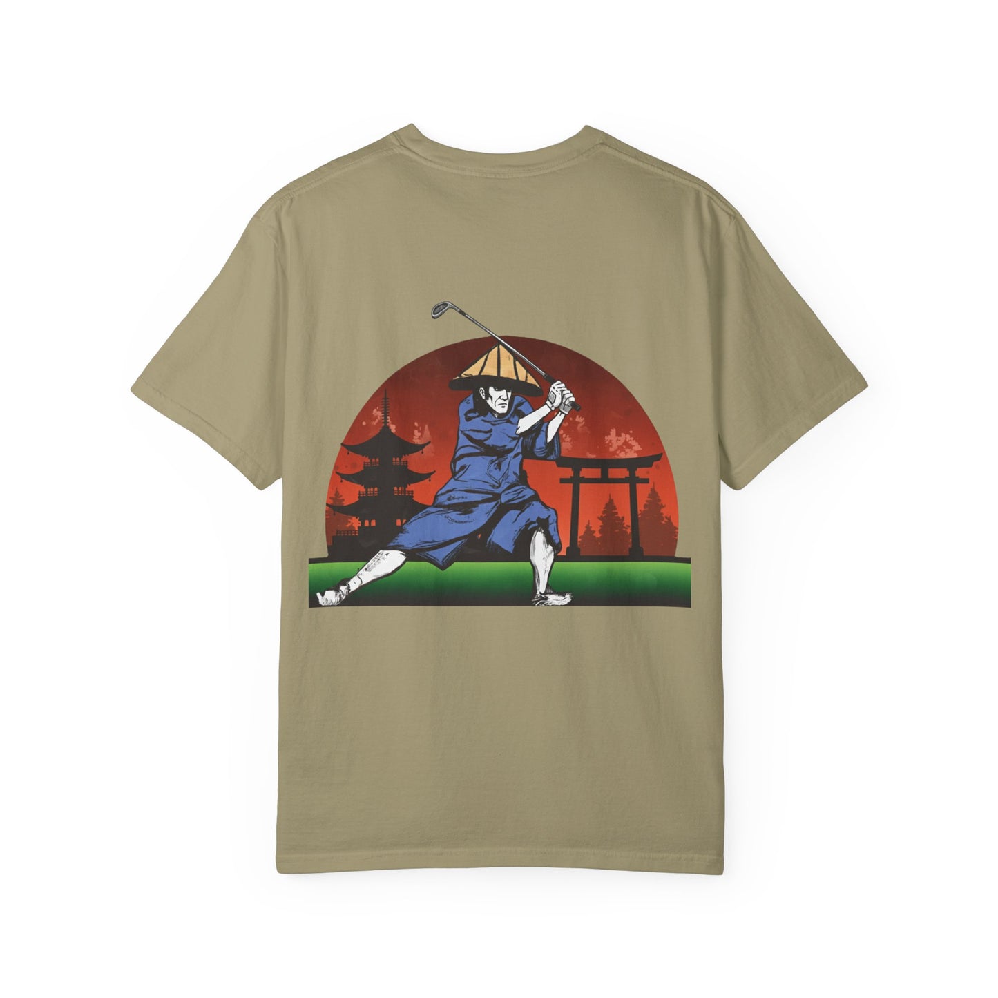 Samurai Golfer T-Shirt — Japanese Sunset Golf Graphic Tee