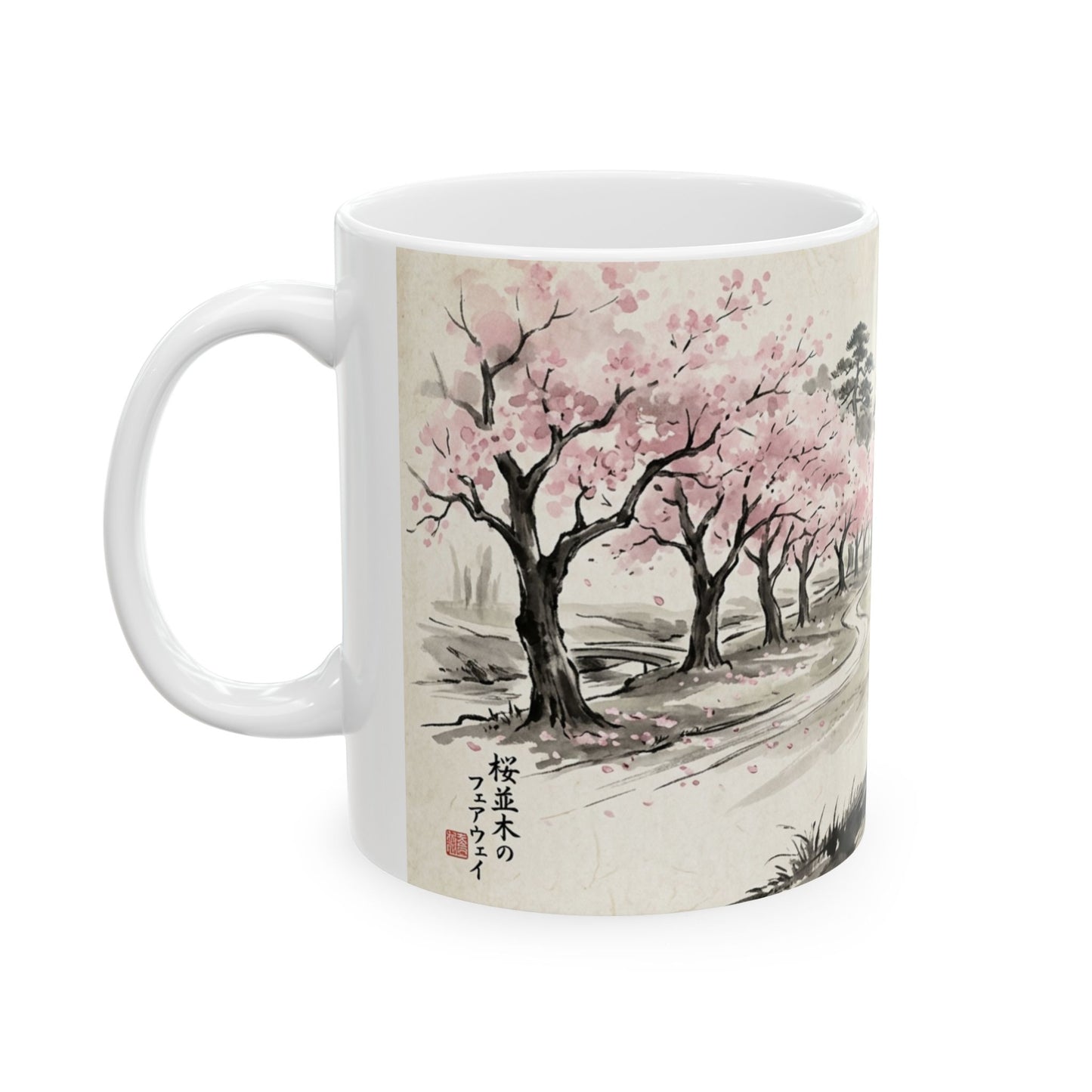 Zen Spot Golf Custom Cherry Blossom Golf Course Ceramic Mug Japanese Sakura Tea Coffee Cup (11oz/15oz)