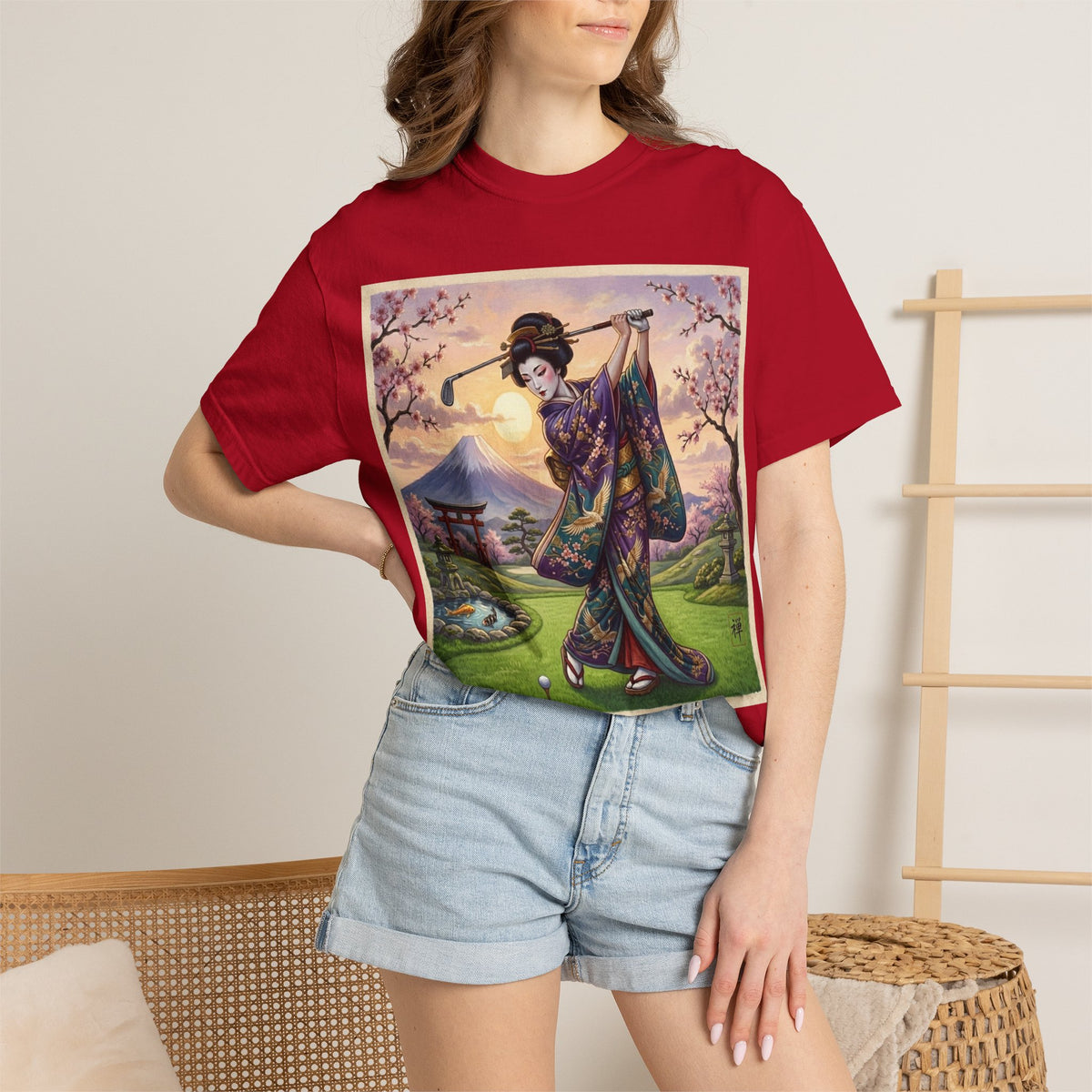 Geisha Golf T-Shirt — Vintage Japanese Garden Tee