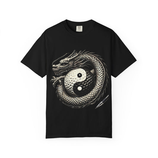 Zen Spot Customized Comfort Colors Yin Yang Dragon Golf T-Shirt