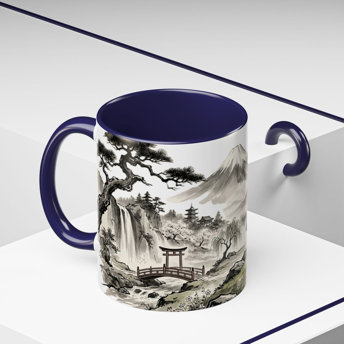 Zen Spot Golf Custom Japanese Golf Scene Accent Coffee Mug Ukiyo-e Style Golfing Geisha (11/15oz)