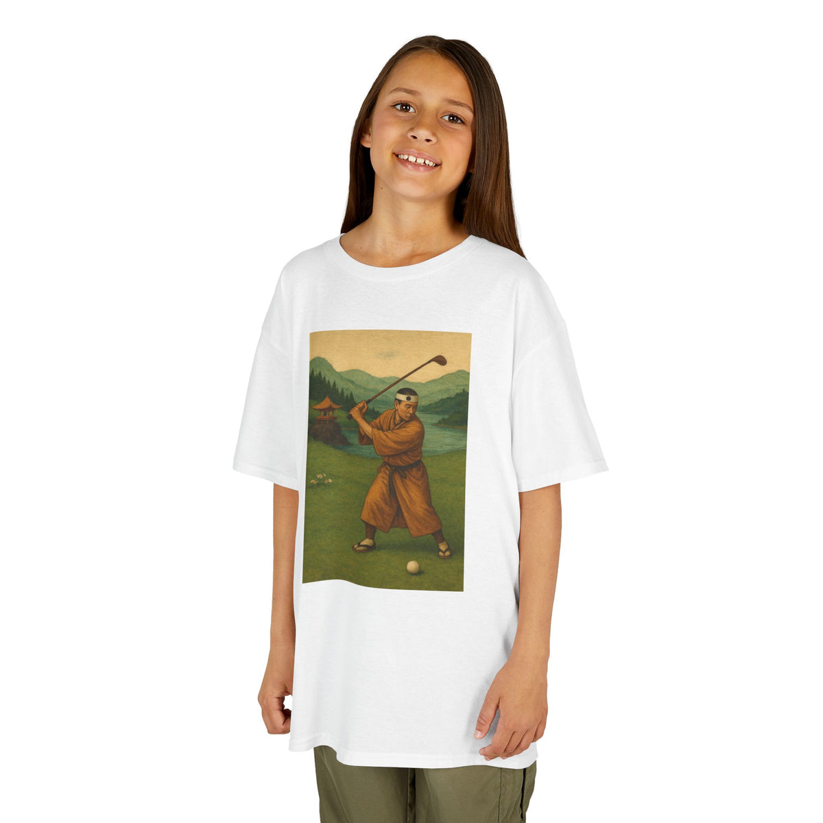 Vintage Monk Golfer Kids Graphic T‑Shirt