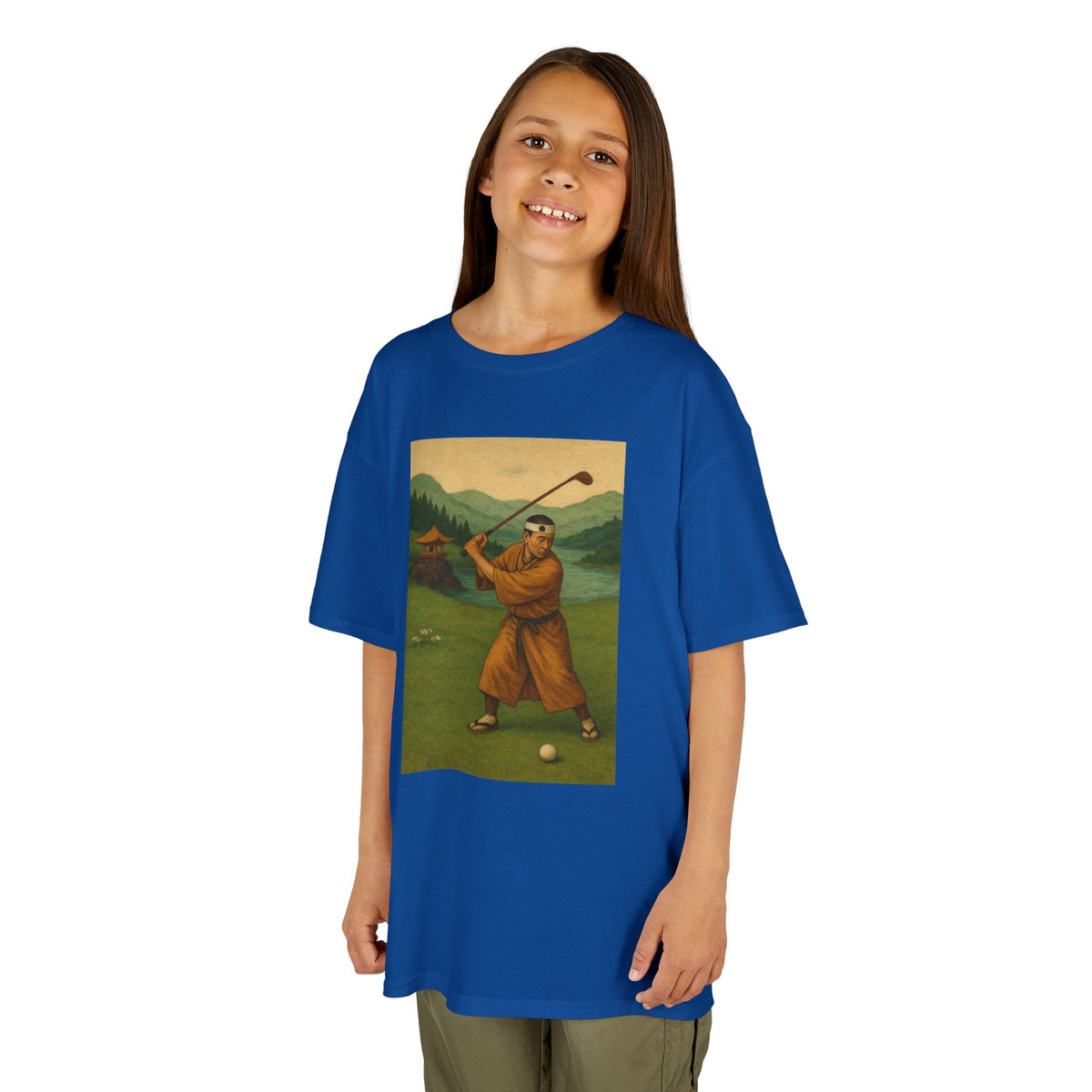 Vintage Monk Golfer Kids Graphic T‑Shirt