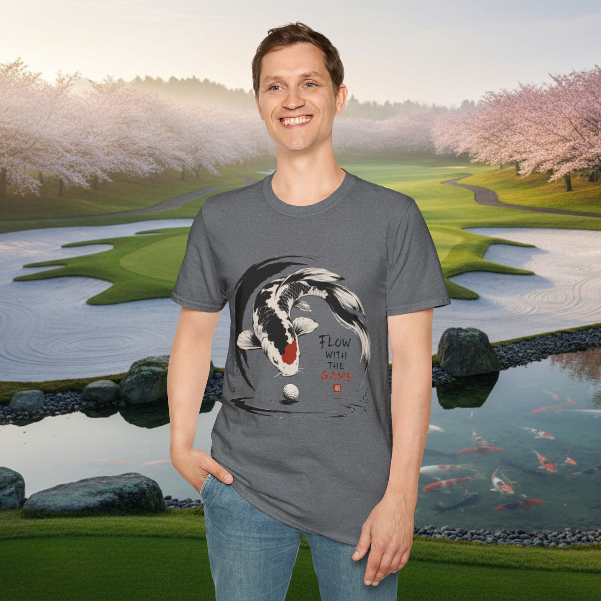 Koi Flow T-Shirt — "Flow with the Game" Zen Fish Graphic Tee