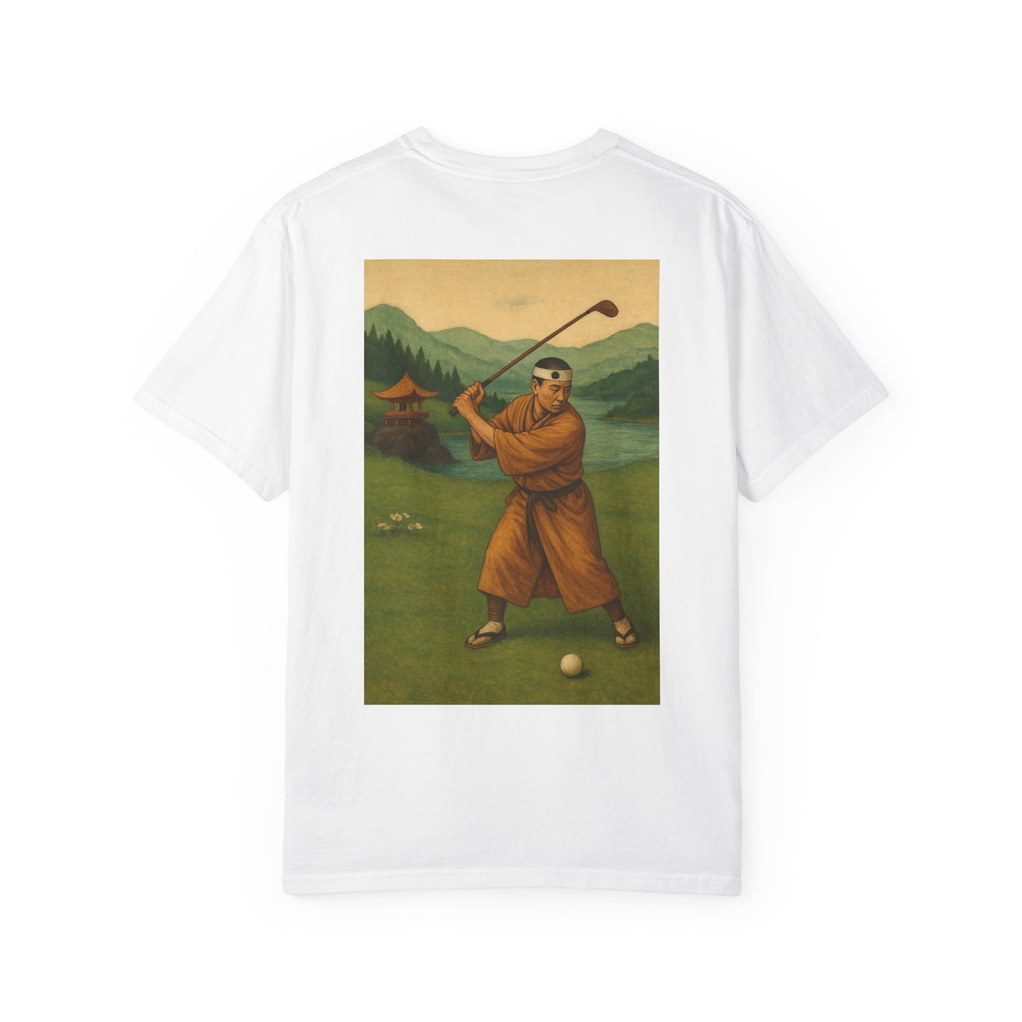 Vintage Golfer Graphic T-Shirt — Retro Asian-Inspired Golf Scene