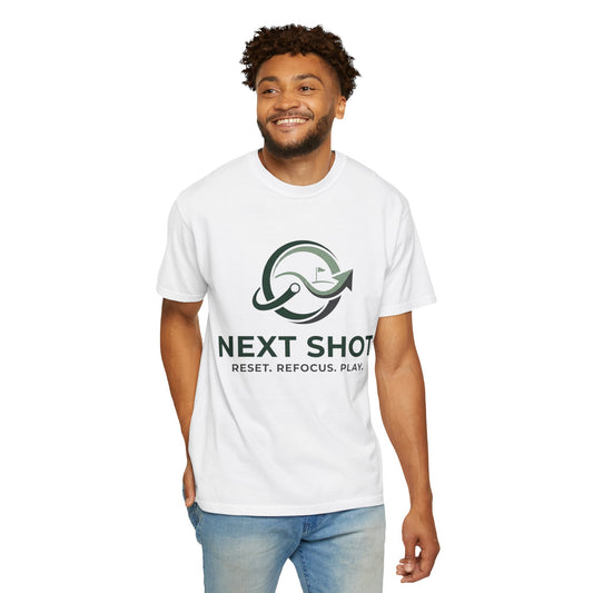 Next Shot T-Shirt — "Reset. Refocus. Play." Golf Graphic Tee