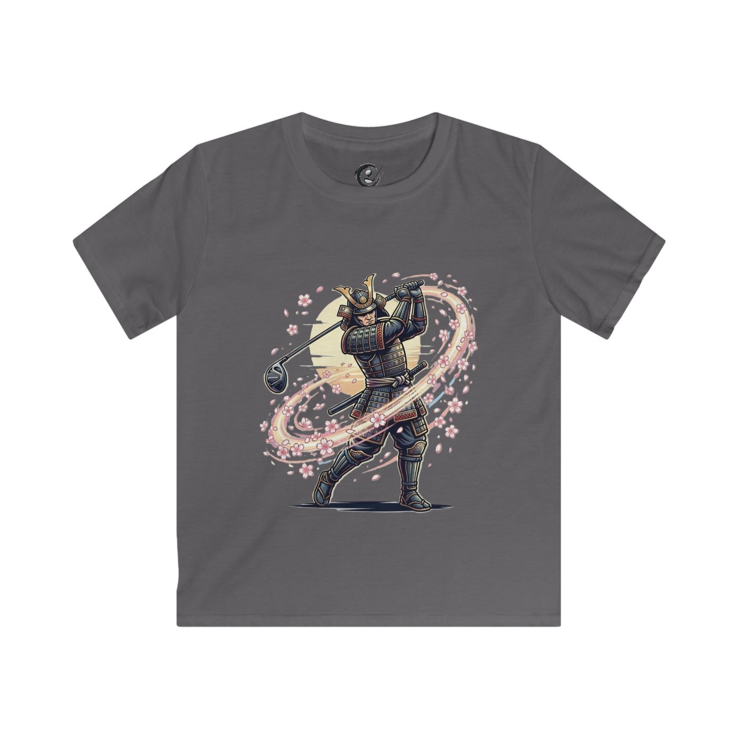 Zen Spot Golf Custom Samurai Golfer Kids Vintage Warrior Swing Graphic T‑Shirt